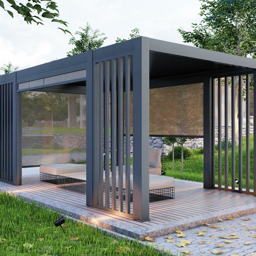 Outdoor Furniture Gazebo - Zewnętrzny, zmotoryzowany, rozkładany, z regulacją, wykonany