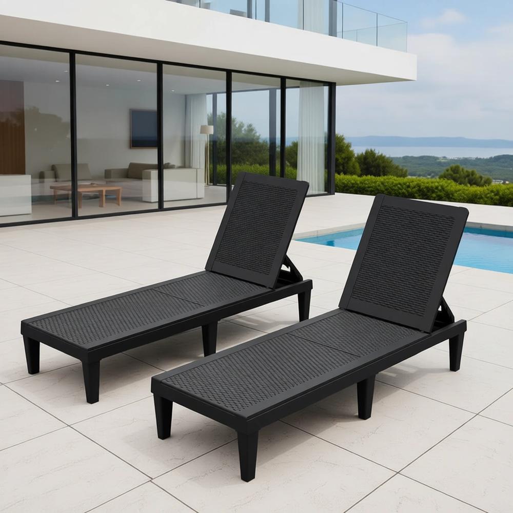 Deck Chair Lounger - Zestaw 2 krzeseł z 5-pozycyjnym regulowanym