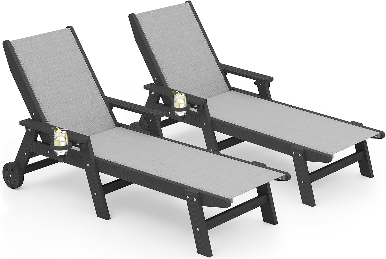 Deck Chair Lounger - Zestaw 2 leżaków ogrodowych, leżanka z