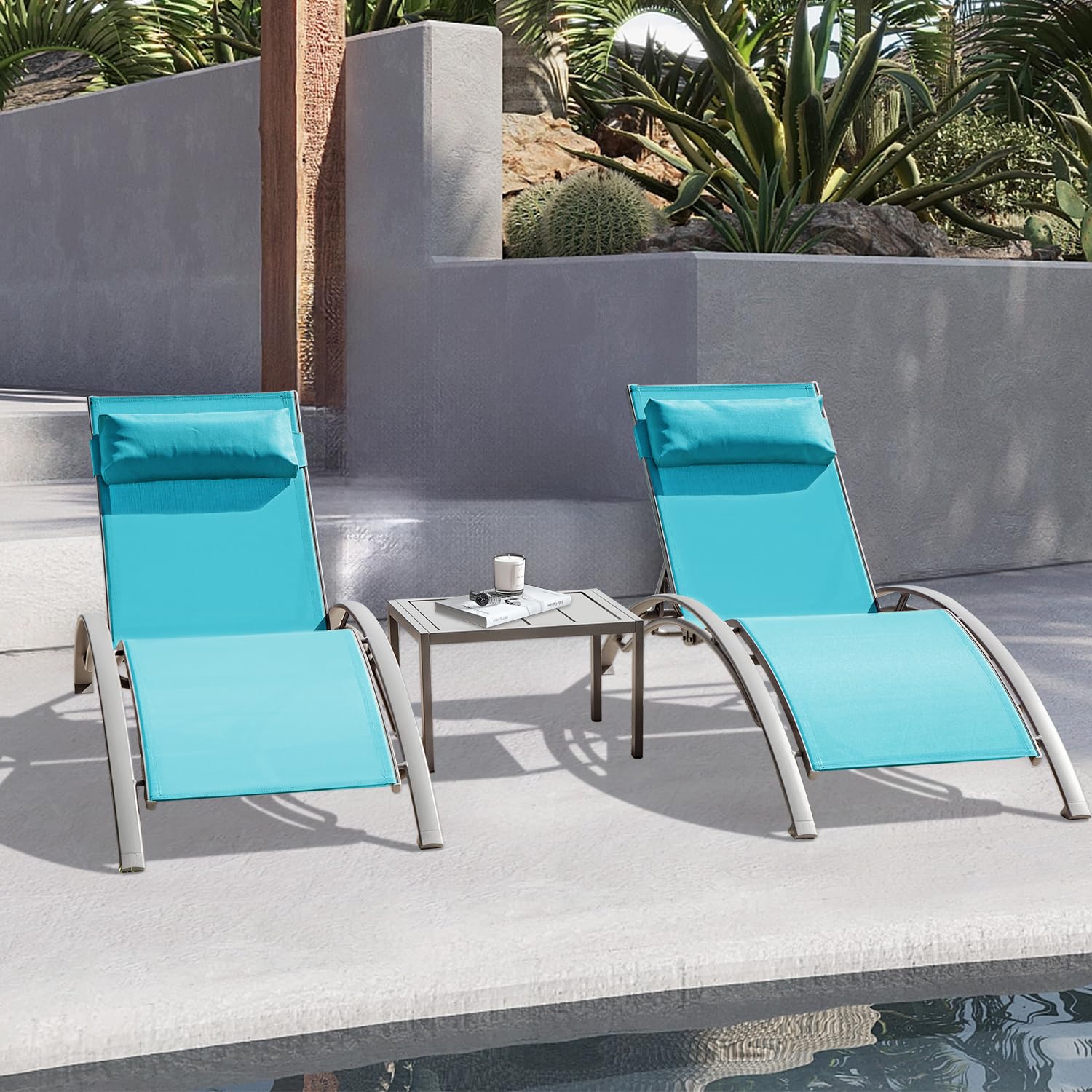 Deck Chair Lounger - Regulowany aluminiowy zestaw leżaków ogrodowych z