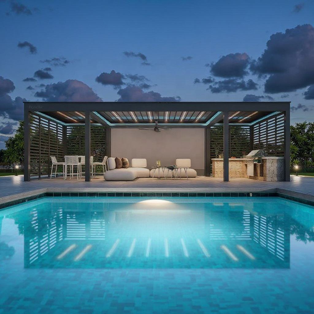 Outdoor Furniture Aluminium - Pergola prostokątna ze stopu aluminium w