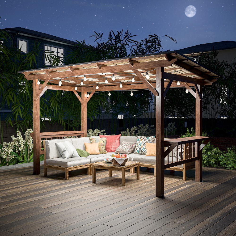 Outdoor Furniture Gazebo - Nowoczesna drewniana pergola grillowa z metalowym