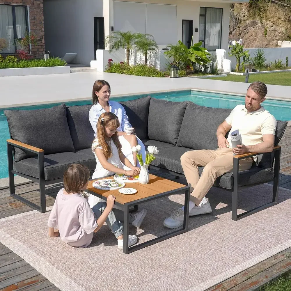 6-częściowy zestaw mebli ogrod – Outdoor Furniture L Shape recenzja i cena