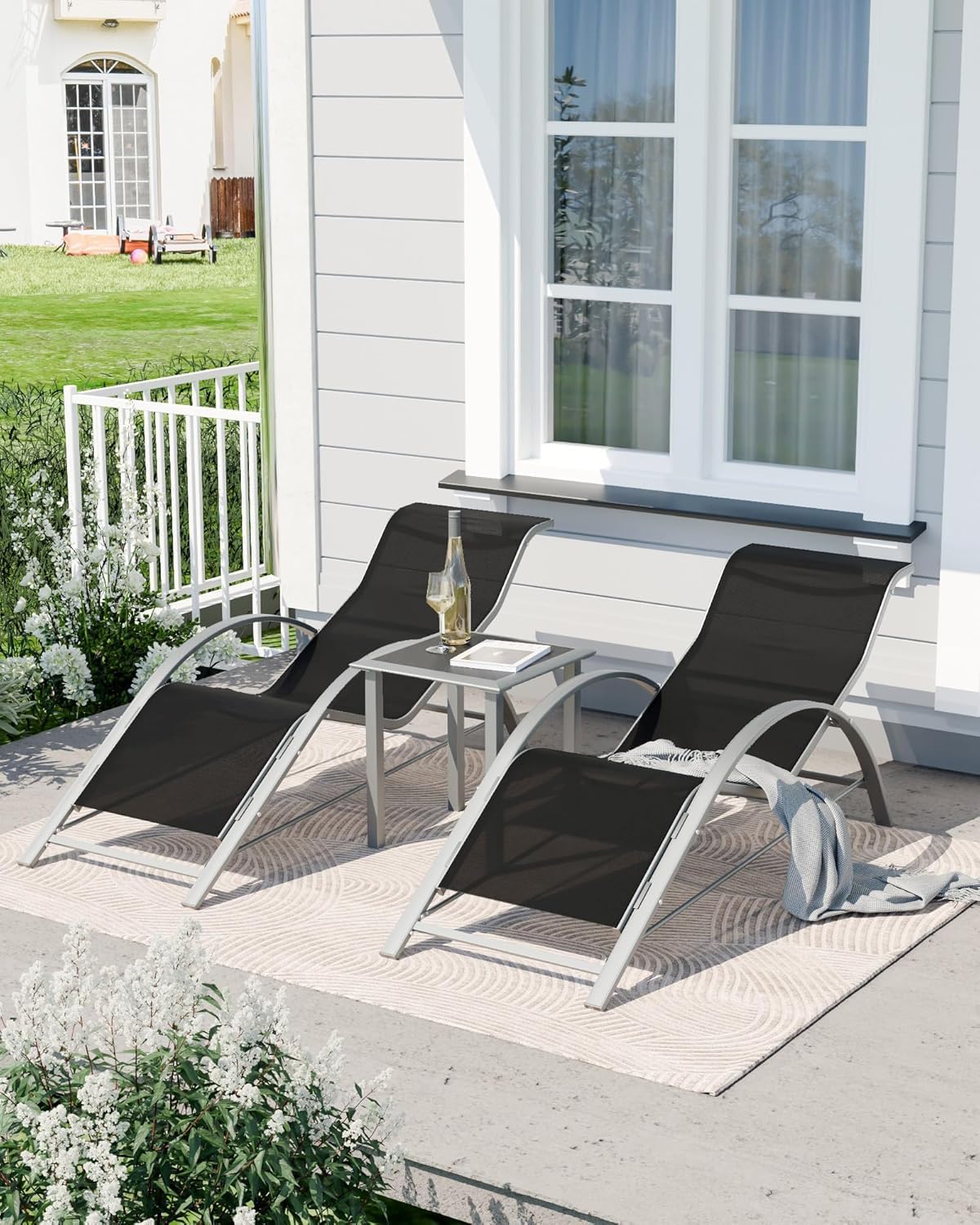 Zestaw 3 leżaków basenowych z  – Deck Chair Lounger recenzja i cena