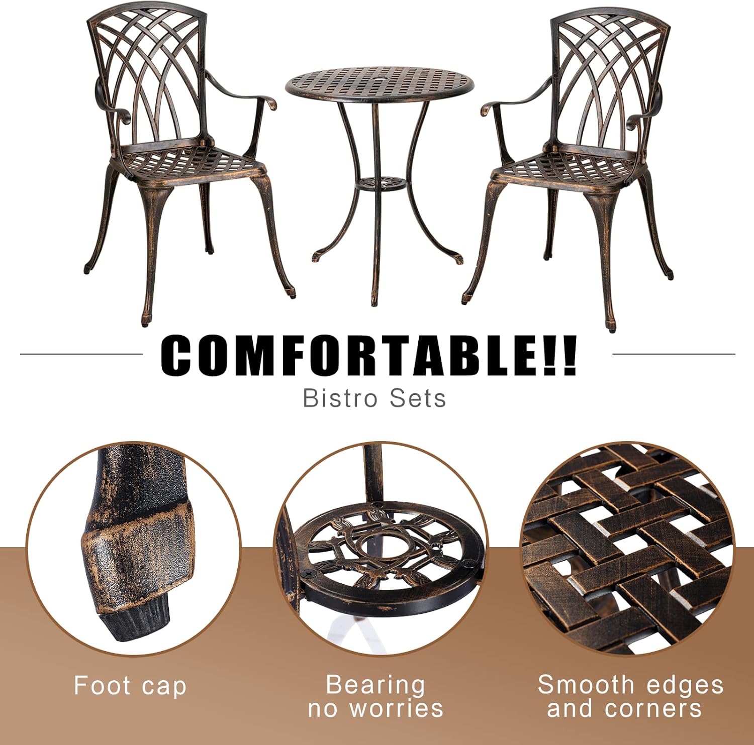 Zestaw bistro na zewnątrz, 3-c – Outdoor Furniture Aluminium recenzja i cena