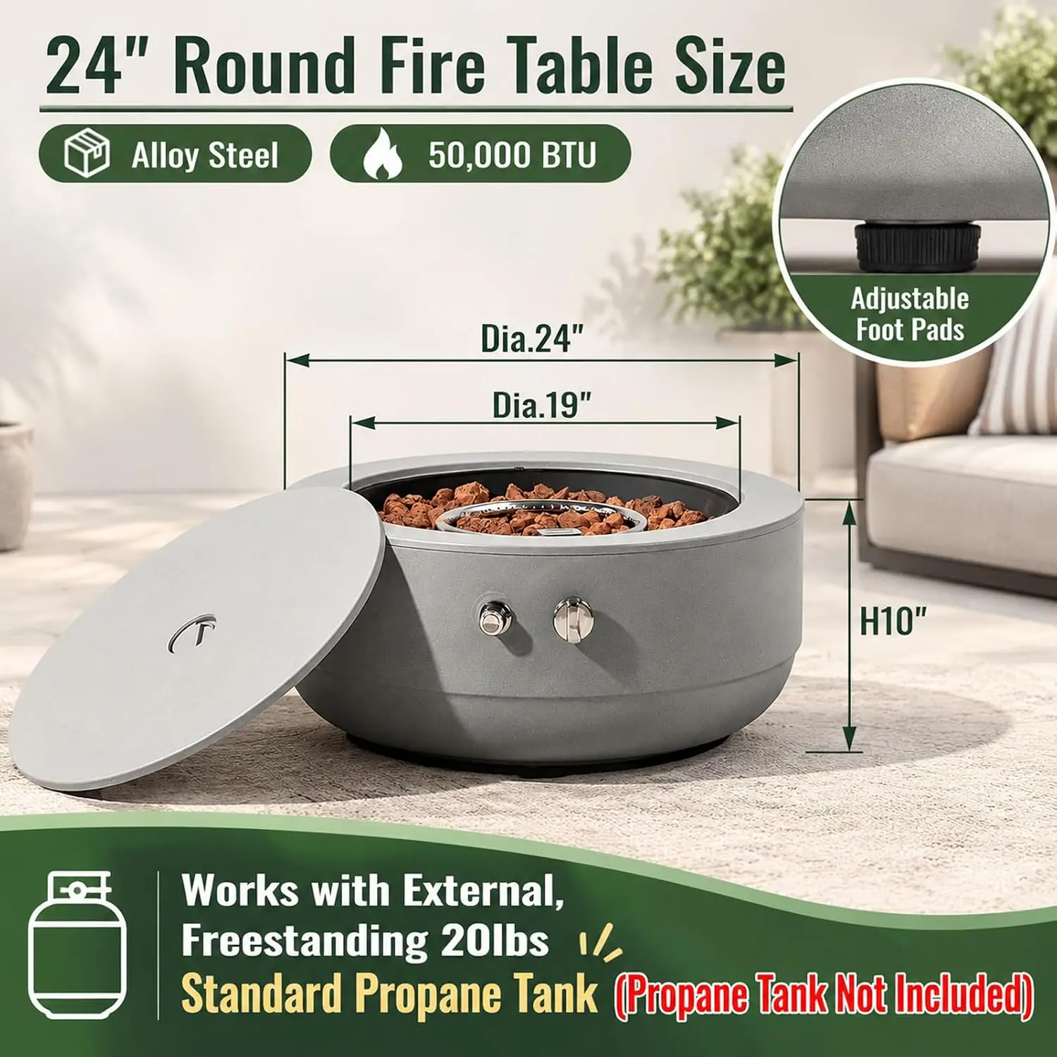 24-calowa palenisko gazowe na  – Fire Pit Bowl recenzja i cena